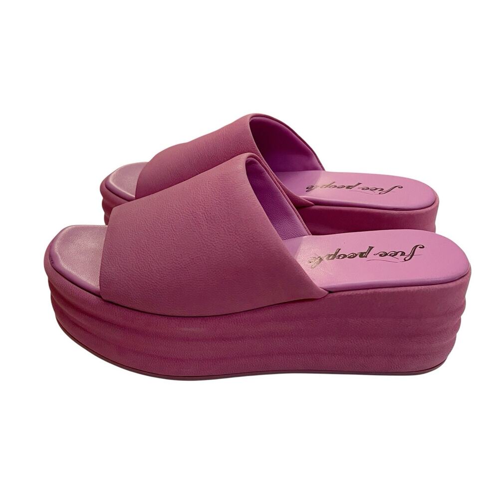 Free People Harbor Platform Sandals Size 37EU 7US Fuchsia Pink Slides Open Toe